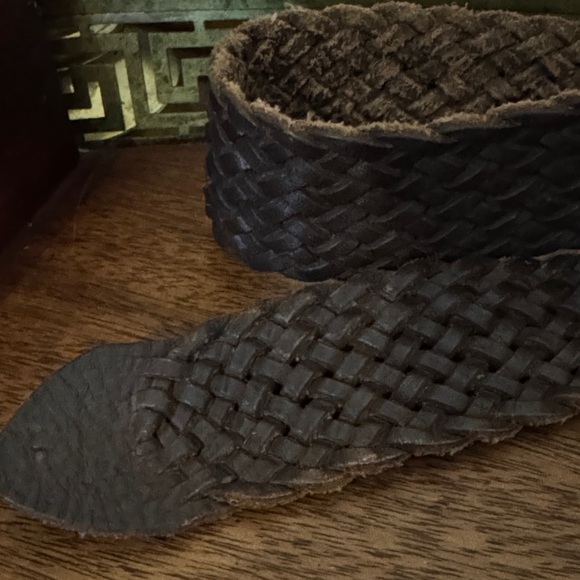 Vintage Leatherock Brown Woven Belt with Beaded Stone Buckle - Picture 4 of 5